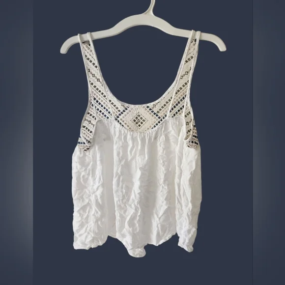 Aeropostale Tank Top Blouse Ivory/Embroidered - Picture 2 of 7